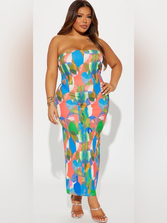Fashion Nova Dresses & Skirts - Havana Summers Midi Dress - Multi Color Strapless Bodycon